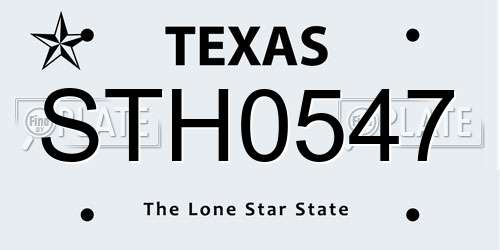 STH0547 Texas License Plate
