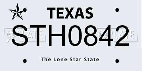 STH0842 Texas License Plate
