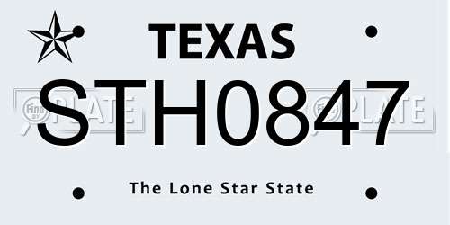 STH0847 Texas License Plate