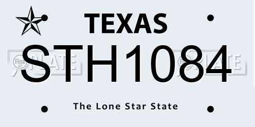 STH1084 Texas License Plate
