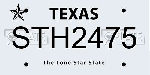 STH2475 Texas License Plate
