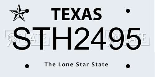 STH2495 Texas License Plate