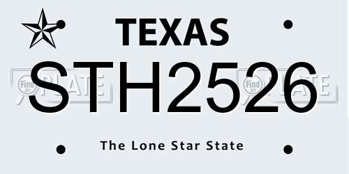 STH2526 Texas License Plate