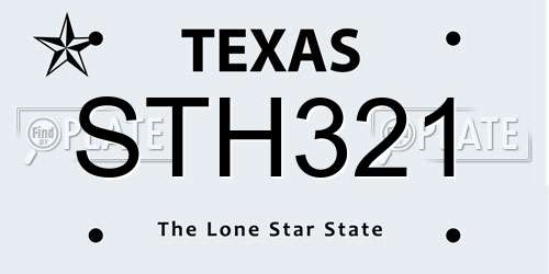 STH321 Texas License Plate