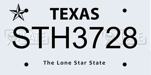 STH3728 Texas License Plate