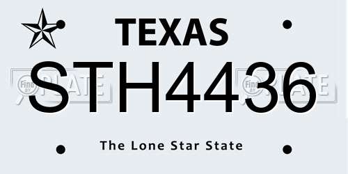 STH4436 Texas License Plate