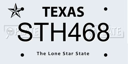 STH468 Texas License Plate