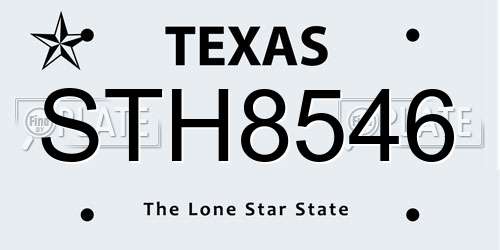 STH8546 Texas License Plate