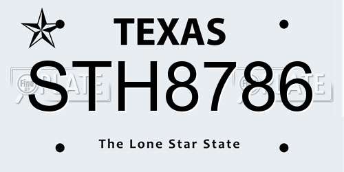 STH8786 Texas License Plate