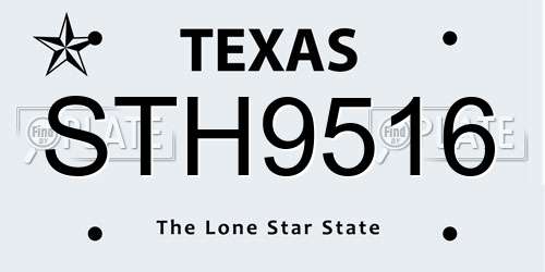 STH9516 Texas License Plate
