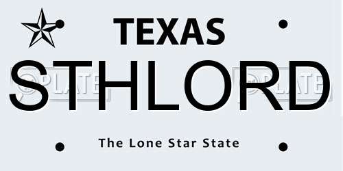 STHLORD Texas License Plate