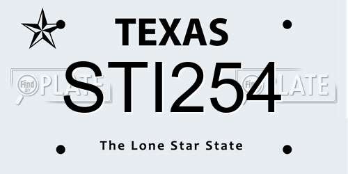 STI254 Texas License Plate