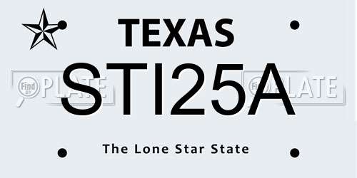 STI25A Texas License Plate