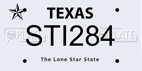 STI284 Texas License Plate