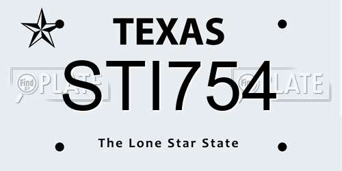 STI754 Texas License Plate