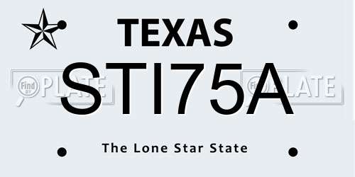 STI75A Texas License Plate