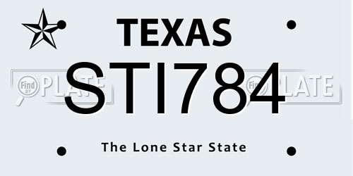 STI784 Texas License Plate