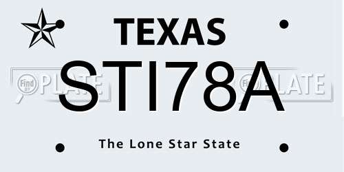 STI78A Texas License Plate