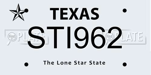 STI962 Texas License Plate