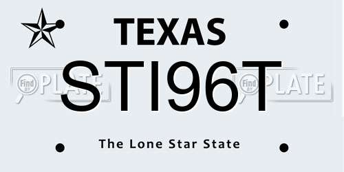 STI96T Texas License Plate