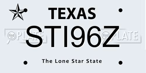 STI96Z Texas License Plate