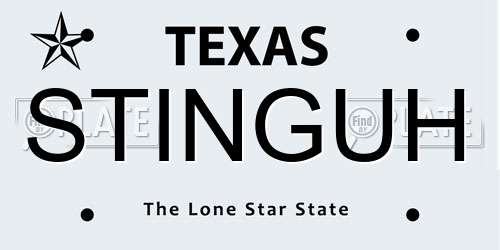 STINGUH Texas License Plate