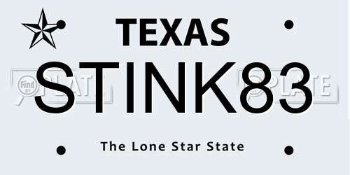 STINK83 Texas License Plate