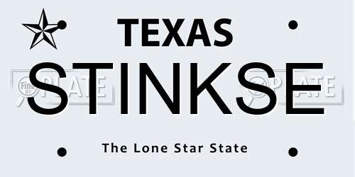STINKSE Texas License Plate