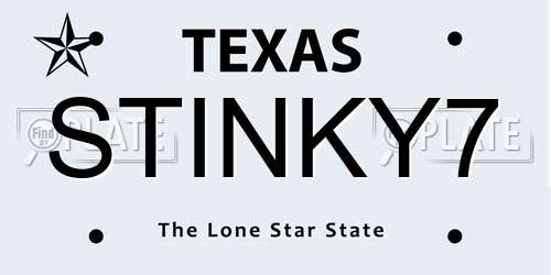 STINKY7 Texas License Plate