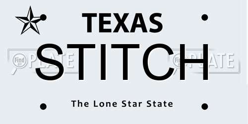 STITCH Texas License Plate