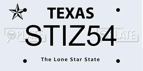 STIZ54 Texas License Plate