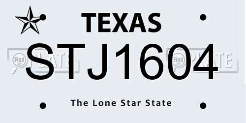 STJ1604 Texas License Plate