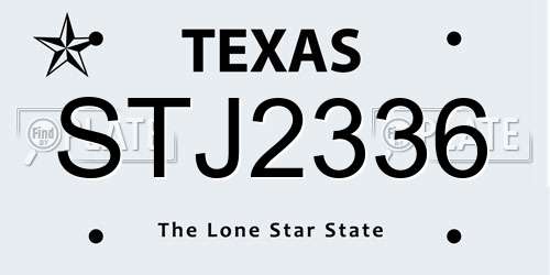 STJ2336 Texas License Plate