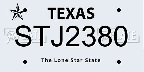 STJ2380 Texas License Plate