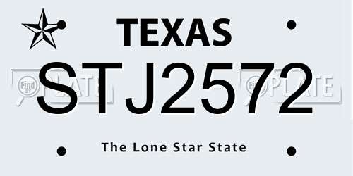 STJ2572 Texas License Plate
