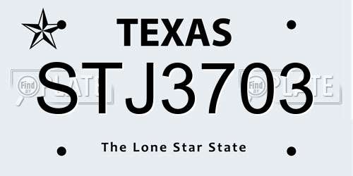 STJ3703 Texas License Plate