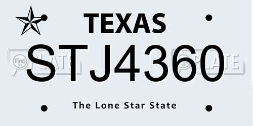 STJ4360 Texas License Plate