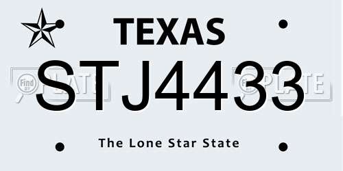 STJ4433 Texas License Plate
