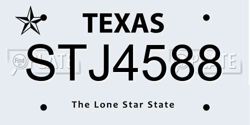 STJ4588 Texas License Plate