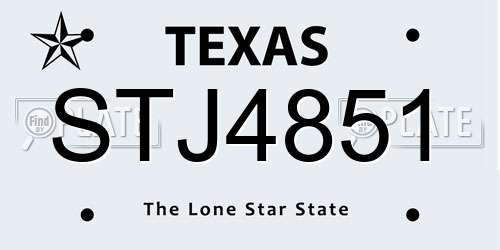 STJ4851 Texas License Plate