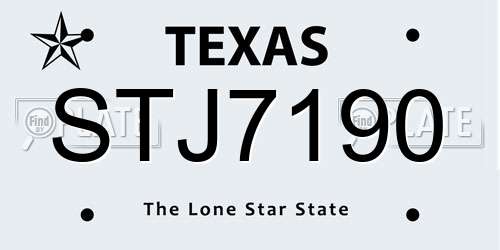 STJ7190 Texas License Plate