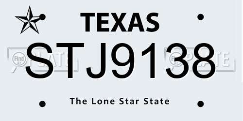 STJ9138 Texas License Plate
