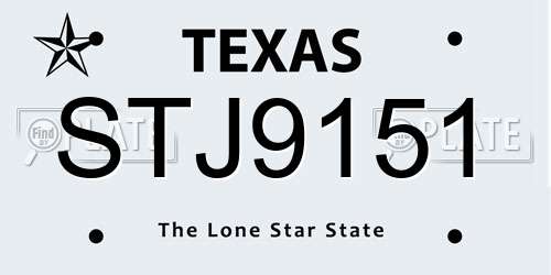 STJ9151 Texas License Plate