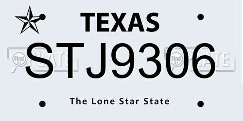 STJ9306 Texas License Plate