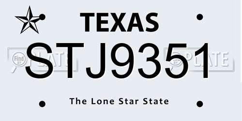 STJ9351 Texas License Plate