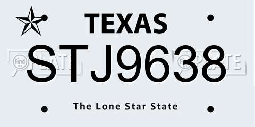 STJ9638 Texas License Plate