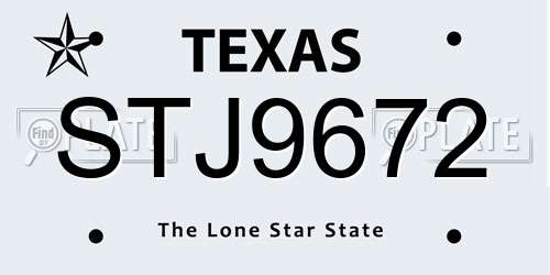 STJ9672 Texas License Plate