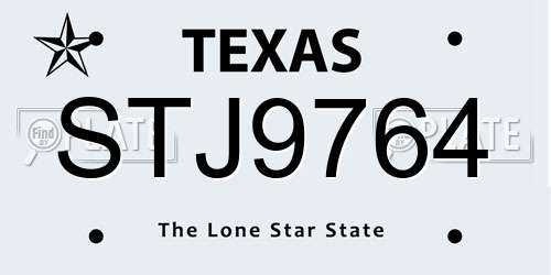 STJ9764 Texas License Plate