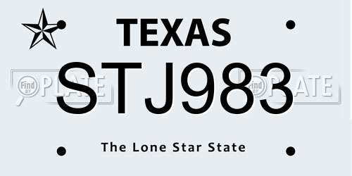 STJ983 Texas License Plate
