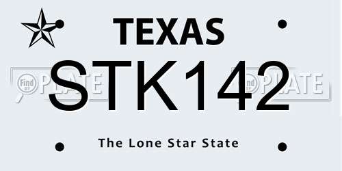 STK142 Texas License Plate
